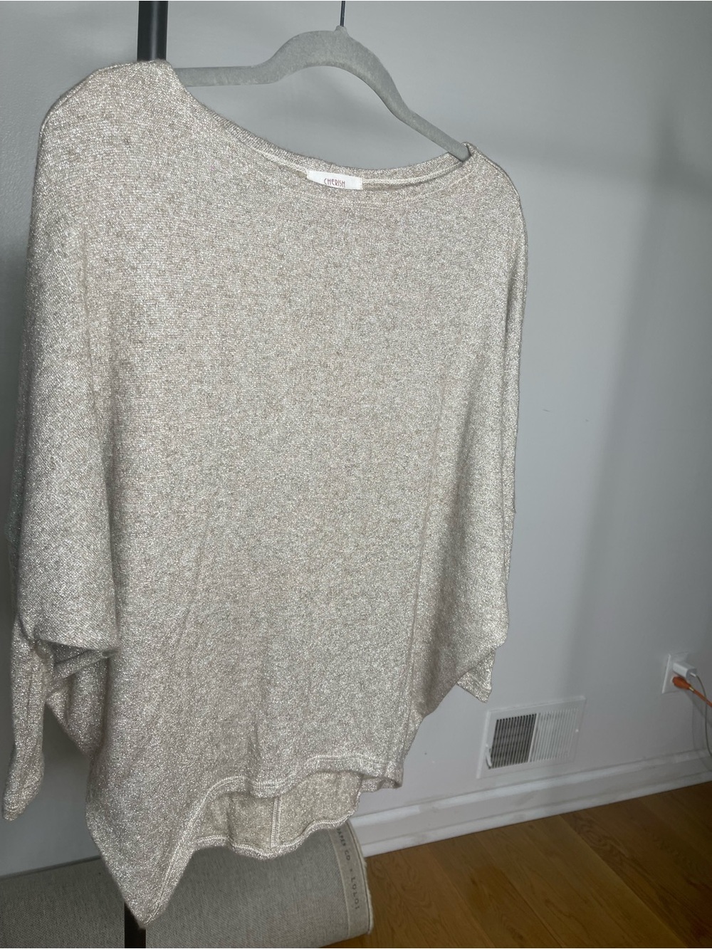 Cherish Shimmery Taupe Metallic Knit Top